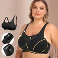 thumbnail image 2 of Elainilye Fashion Women Bras Wireless Traceless Underwear Plus Size Bras Comfortable Lace Breathable Gathering Bra,Black, 2 of 9