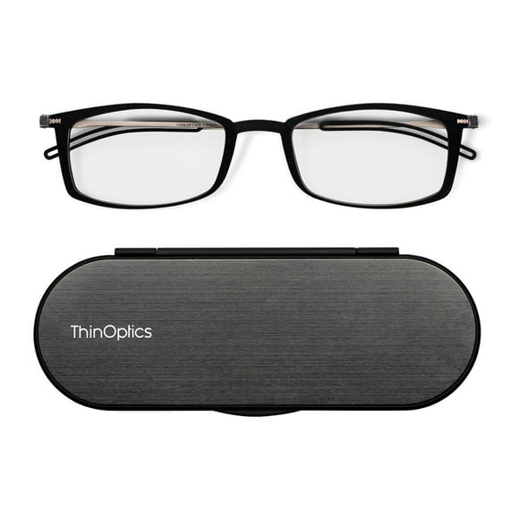 ThinOptics FrontPage collection - Brooklyn Black 1.0 Glasses with Milano Black Case