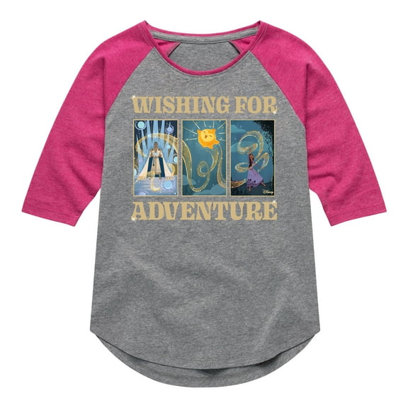 Disney Wish - Wishing For Adventure Grid - Toddler & Youth Girls Raglan Graphic T-Shirt
