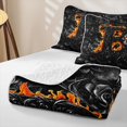 thumbnail image 4 of Feelyou Black Orange Skull Letter B Quilt Full for Women, Flame Fire Floral Full Bedspread Sets, 3-Piece, 4 of 7