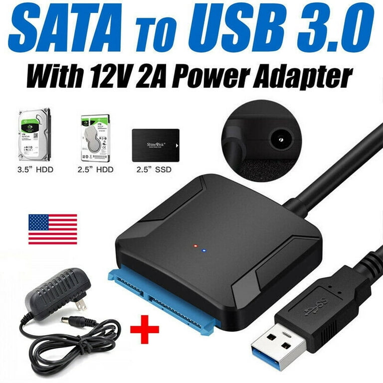 ineffektiv kæmpe stor Manhattan USB 3.0 to SATA 3.5 2.5 SSD Adapter Converte SATA TO USB Adapter + Power  Cable - Walmart.com