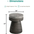 thumbnail image 2 of SUNBURY Outdoor Side Table - 14" Small End Table, Graphite Patchwork Patio, Round Concrete, Garden Stool Plant Stand for Poolside, Sunroom (Grey), 2 of 15