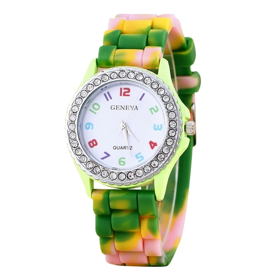 Watches For Women Rhinestone Decor Silicone Quartz Watch, Round Case Wrist Watch, Fashion Exquisite Versatile Casual Daily Wear Watch