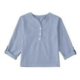 thumbnail image 2 of Mgmyaa Girls Cotton Linen Long Sleeve Casual T-Shirts Tops with Half Button for Middle & Big Kids, 2 of 5