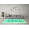 thumbnail image 3 of Ahgly Company Machine Washable Indoor Square Oriental Turquoise Blue Traditional Area Rugs, 5' Square, 3 of 4