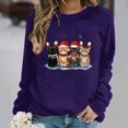 thumbnail image 5 of Women's Christmas Cat Graphic Sweatshirt Crew Neck Long Sleeve Casual Pullover Top, 5 of 5