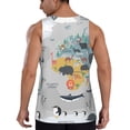 thumbnail image 3 of Fotbe The World Map with Cartoon Animals Pattern Men's Quick Dry Workout Tank Top Gym Muscle Tee Fitness Bodybuilding Sleeveless T Shirt Breathable Workout Shirt-XX-Large, 3 of 9
