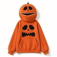 thumbnail image 2 of Rexolia Pumpkin Head Full Zip Hoodie Face Cover Costume with Smile Scared Pumpkin Print Halloween Ginger M, 2 of 3