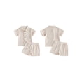 thumbnail image 2 of BemeyourBBs Toddler Baby Boy Summer Clothes 0 6 12 18 24 Months 2 3 4 Years Newborn Baby Boys Summer 2 Piece Outfits Short Sleeve Pocket Button Down Shirt and Shorts Set, 2 of 9