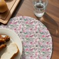 thumbnail image 3 of Vintage Pink Flower Round 13 Inch Placemats Set of 6, Spring Floral Leaves Pastoral Birds Plants HeatResistant Non Slip Place Mats for Dining Table, Wipeable Kitchen Table Mats for Housewarming, 3 of 9