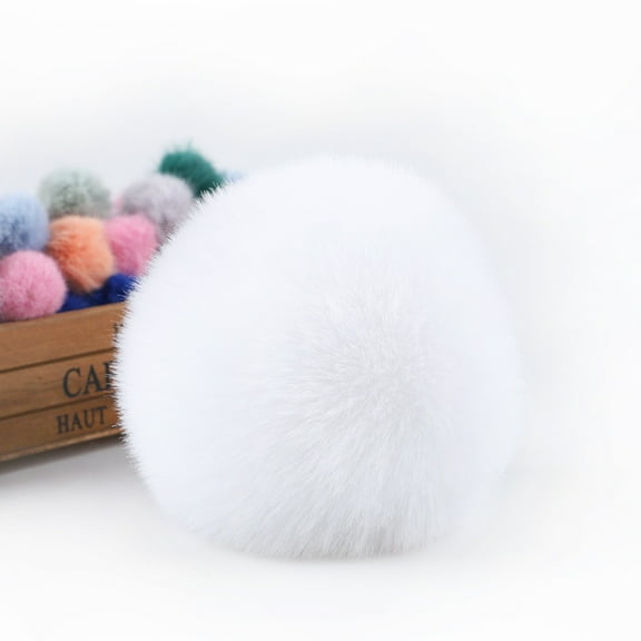 XmhyTop-A 10 Pcs Faux Fur Pom Pom Fluffy Balls,with Tiny Cord for Hat Shoes Hair Pins Earrings Necklace Accessories,3.9inch,White