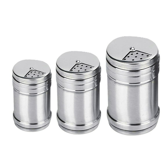 Ludlz Stainless Steel Dredge Salt/Sugar/Spice/Pepper Shaker Seasoning Cans with Rotating Cover Stainless Steel Salt Pepper Seasoning Spice Condiment Shaker Bottle Kitchen Tool