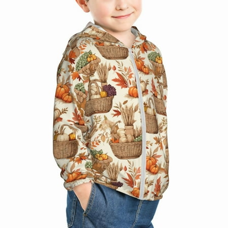 

Uemuo Leaves And Berries Pattern Rash Guard for Boys Girls Long Sleeve Swim Shirts UPF 50+ UV Sun Protection Hooded Fishing Shirt with Pocket for Kid-4 Years