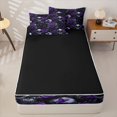 thumbnail image 4 of Homewish Halloween Horror Skull Zipper Twin Comforter Sets with Fitted Sheet and 2 Pillowcases,Goth Romantic Rose Zipper Bedding Set,Purple,Black Reversible,4pcs, 4 of 8
