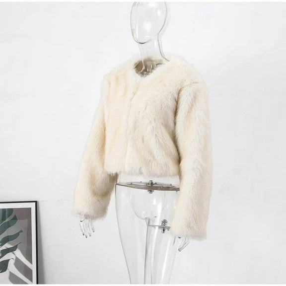 Faux Fur Mink Short Jacket (S, ChampagneBeige)