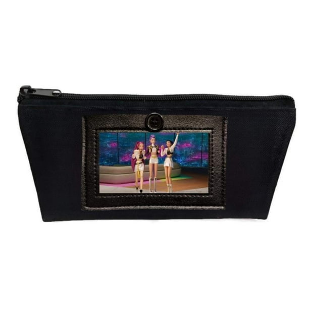 Kpo-p Demon Hun-ter Leather Flap Pencil Case,9" Cosmetic Bag, Zipper Organizer, Leather Flap Stationery Bag