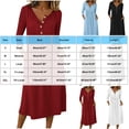 thumbnail image 4 of Summer Dresses for Women Plus Size V-Neck 3/4 Sleeve Solid Color Button-up Casual Loose Beach Sundresses, 4 of 7