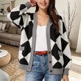 thumbnail image 2 of Women Y2k Cardigan Sweaters Argyle Long Sleeve Open Front Knitted Sweaters (White S), 2 of 5