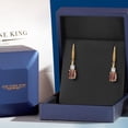 thumbnail image 5 of Gem Stone King 18K Yellow Gold Plated Silver Red Tiger Eye and White Created Sapphire Dangle Earrings for Women with Lab Grown Diamond (3.53 Cttw, Oval 9X7MM), 5 of 6