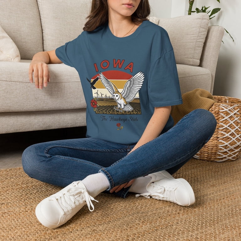 Vitafe Design Iowa Barn Owl Tee — The Hawkeye State Vintage Sunset Tee Travel Tourist ...