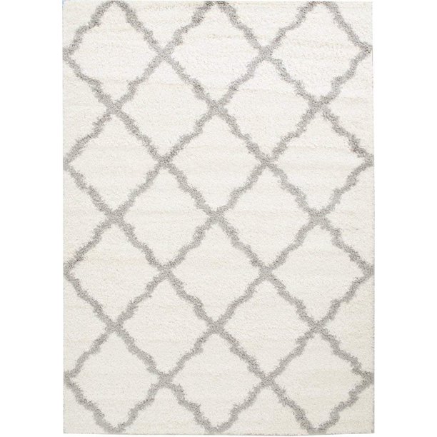 Masada Rugs, Area Rug Shag Moroccan Diamond Trellis Design Shaggy
