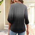 thumbnail image 6 of Womens 3/4 Length Sleeve Tunic Tops Casual Gradient V Neck Shirts Business Work Blouses Trendy Flowy Tees Gray 2XL, 6 of 6