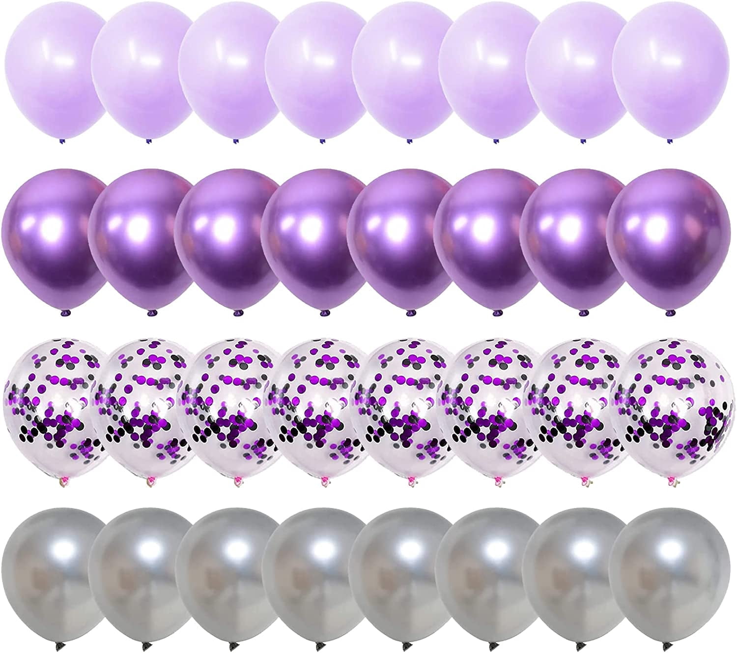 KIRIKOU 138pcs Purple and Silver Balloon Garland Arch Kit 18" 12" 10" 5" Chrome Metallic Confetti Pastel Latex Balloons for Birthday Wedding Baby Shower Party Decors