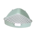 thumbnail image 2 of Caja de arena para conejos, caja de cama triangular con rejilla, caja de inodoro esquinera para conejos, bandeja para mascotas Verde, 2 of 9