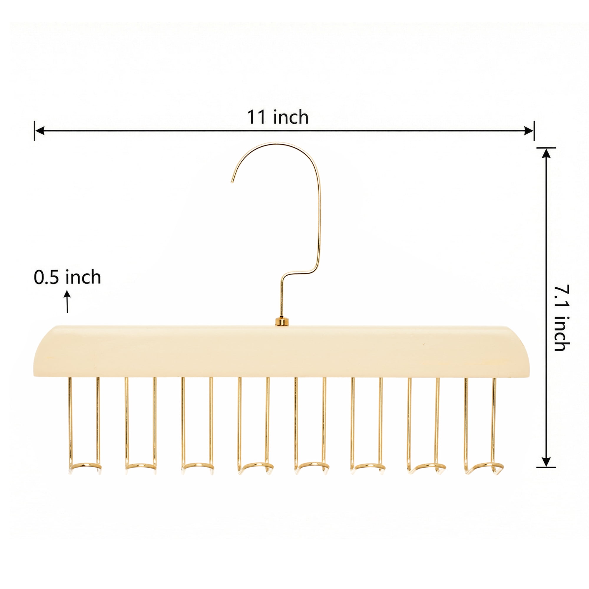 Unique Bargains 2Pcs Wood Tank Top Hanger With 8 Hooks Milk White