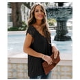 thumbnail image 2 of Mujeres Verano Suelto Empalme Encaje Ganchillo Ribete V-Cuello Cap Mangas Tanque Camisas Blusa Tops,Black-S WD.WDQZL Ropa, 2 of 4