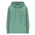 thumbnail image 6 of Women's Cowl Neck Hoodies, Casual Long Sleeve Loose Pullover Tops Drawstring Hooded Sweatshirt Mint Green M, 6 of 7