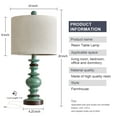 Oneach Farmhouse Retro Green Resin Nightstand Table Lamps Set of 2 for