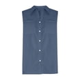 thumbnail image 5 of TrendOFT Womens Linen Vests Loose V Neck Sleeveless Pocket Button Casual Lightweight Summer Tops Blue M, 5 of 5