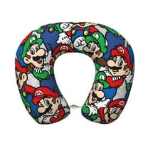 Lsque Mario Print Travel Pillow Memory Foam - Head Neck Support Airplane Pillow U-Shaped Neck Pillow for Traveling, Car, Home, Office