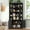 Black, variant on Space Saving Corner Bookshelf with Doors, 6 Tier Etagere Book Shelf Full Baffle, Black & White Optional