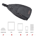 thumbnail image 3 of Canvas Sling Bag Crossbody Backpack Hiking Daypack Rucksack for Men Women Outdoor Cycling Travel, 3 of 5
