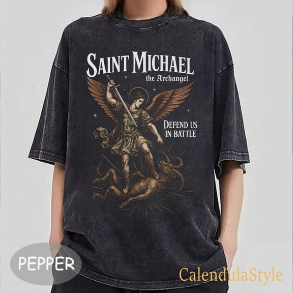 The Archangel Comfort Colors Shirt, Catholic Saint Quote, St. Michael Archangel Shirt, Defend Us in Battle, Angel Prayer Tee