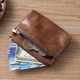thumbnail image 5 of Oil-waxed leather coin purse, business card holder, cardholder, creative and simple zipper driver's license holder, bus card holder, mini key pouch, cat-themed red., 5 of 5