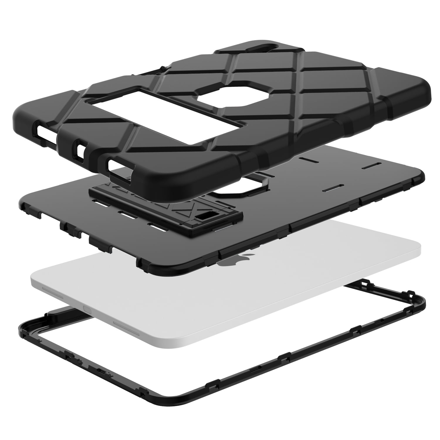 Dteck Case for iPad 10th Generation 10.9 inch 2022,Heavy Duty Rubber Rugged Hybrid Shockproof Hard Case Built-in Pencil Holder Kickstand Cover,Black