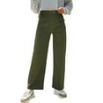 thumbnail image 2 of ZHOGXU Womens Jeans With Pocket Solid Color High Waist Straight Fit Wide Leg Casual Stretch Denim Pants Trousers For Outdoor Activities,Army Green,L, 2 of 8