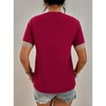 thumbnail image 4 of Women's V Neck Short Sleeve Lace Trim Top Summer Casual Chiffon Shirts, 4 of 5