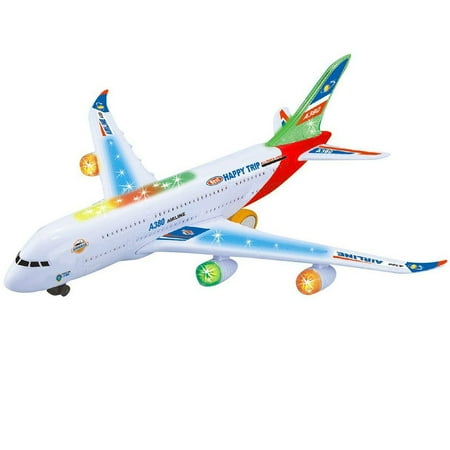 Kids Electric Airplane Toy Simulation Aircraft Jet Toy with Flashing Lights & Realistic Engine Sounds 360° Rotating A380 Plane Model Toy