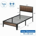thumbnail image 6 of Lusimo Twin Bed Frame with Fabric Upholstered Headboard Metal Platform Bed No Box Spring Needed, Brow, 6 of 9