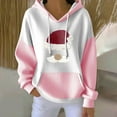 thumbnail image 2 of Women's Loose And Comfortable Drawstring V-neck Long Sleeved Christmas Print Hoodie, Holiday Season Fashion Wear, Comfortable and Warm Pullover,Pink,2XL, 2 of 6
