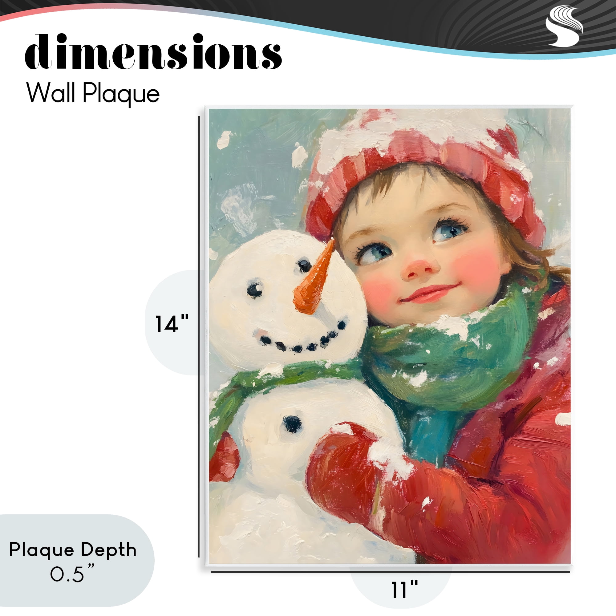 Stupell Industries Christmas Girl & Snowman Embrace Wall Plaque Art, design by The Prints Vibe