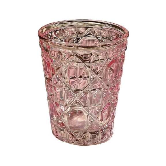 Vintage Diamond Embossed Glass Tumblers 10.8oz Retro Drinking Glasses Set of 4