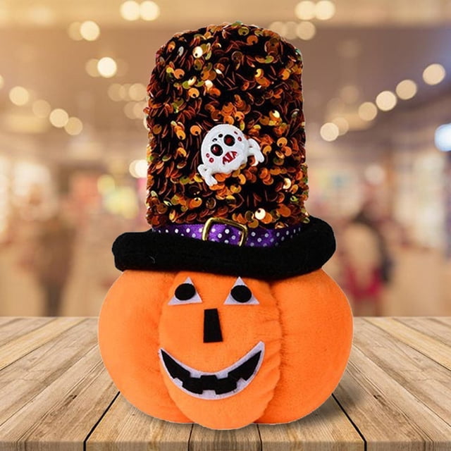 Muñeco de calabaza de Halloween creativo, juguete de peluche de peluche, cumpleaños, adornos de otoño coleccionables para el festival de acción de Redondo 12cmx19cm Baoblaze Muñeca de calabaza de Halloween