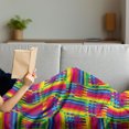 thumbnail image 3 of Vintage Rainbow Soft Flannel Fleece Blanket, Horizontal and Vertical Short Lines Vibrant Colored Mosaic Striped Pattern, Cozy Plush for Indoor and Outdoor Use, 50" x 70", Multicolor, by Ambesonne, 3 of 5