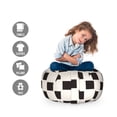 thumbnail image 2 of Abstract Storage Toy Bag Chair, Geometric Stripes Spiraling Inside Forming Grid Labyrinth Muzzle Shapes, Stuffed Animal Organizer Washable Bag, Large Size, Dark Blue Grey White, by Ambesonne, 2 of 3