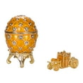 thumbnail image 2 of danila-souvenirs Faberge style Imperial Coronation Egg / Trinket Jewel Box with carriage 2.6'' (6.5 cm) yellow, 2 of 4
